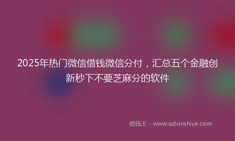 2025年热门微信借钱微信分付，汇总五个金融创新秒下不要芝麻分的软件