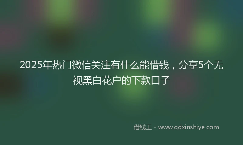 2025年热门微信关注有什么能借钱，分享5个无视黑白花户的下款口子