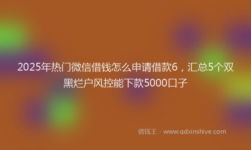 2025年热门微信借钱怎么申请借款6，汇总5个双黑烂户风控能下款5000口子