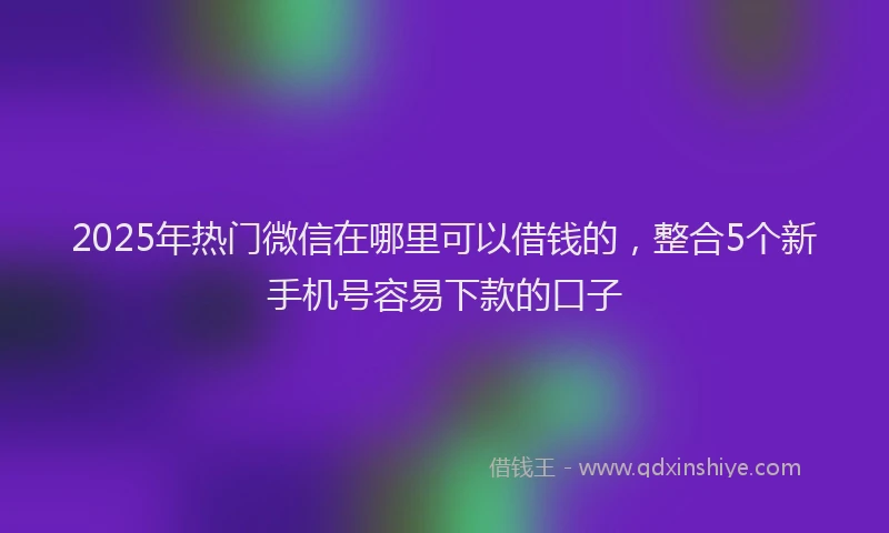 2025年热门微信在哪里可以借钱的，整合5个新手机号容易下款的口子