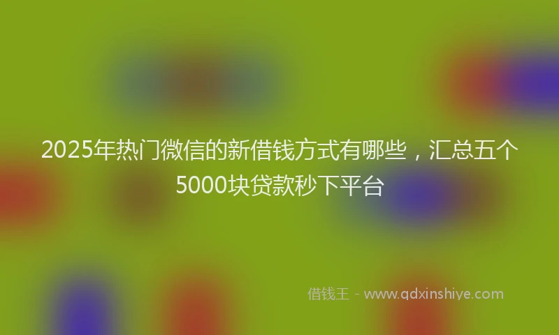 2025年热门微信的新借钱方式有哪些，汇总五个5000块贷款秒下平台