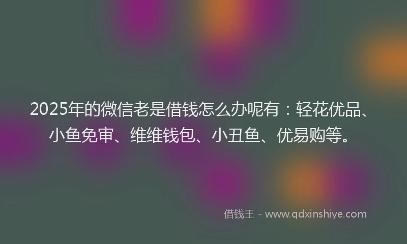 2025年的微信老是借钱怎么办呢有：轻花优品、小鱼免审、维维钱包、小丑鱼、优易购等。
