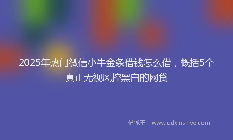 2025年热门微信小牛金条借钱怎么借，概括5个真正无视风控黑白的网贷