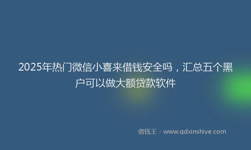 2025年热门微信小喜来借钱安全吗，汇总五个黑户可以做大额贷款软件