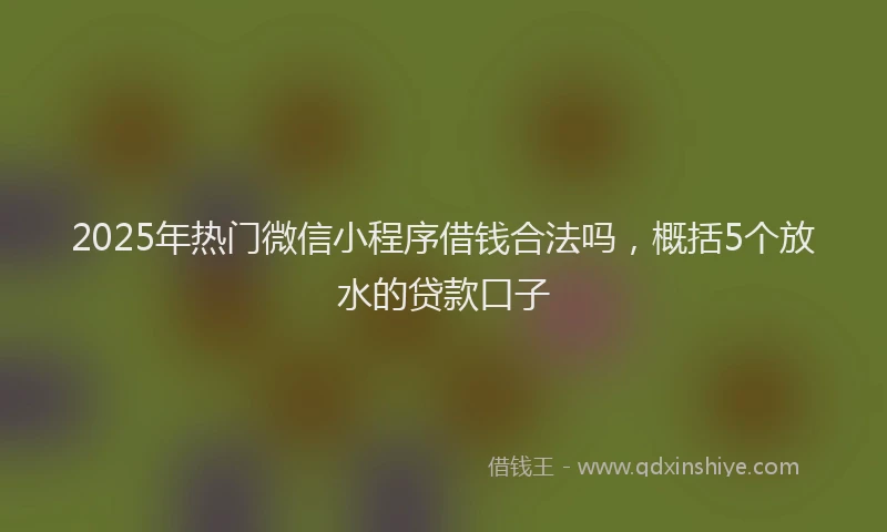 2025年热门微信小程序借钱合法吗，概括5个放水的贷款口子