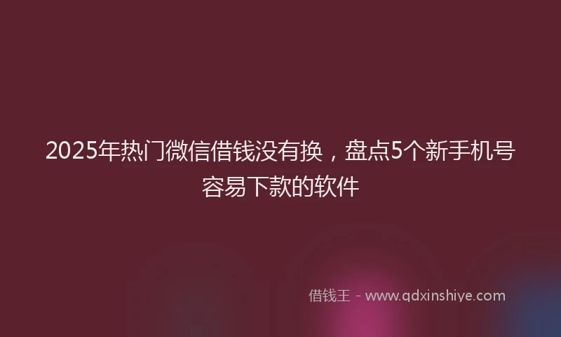 2025年热门微信借钱没有换，盘点5个新手机号容易下款的软件