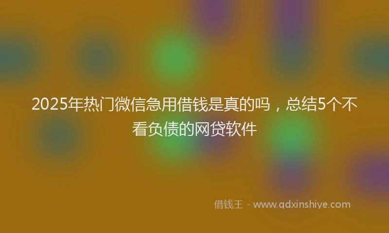 2025年热门微信急用借钱是真的吗，总结5个不看负债的网贷软件
