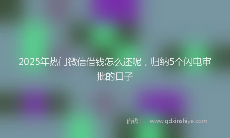2025年热门微信借钱怎么还呢，归纳5个闪电审批的口子