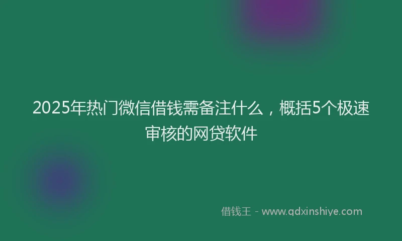 2025年热门微信借钱需备注什么，概括5个极速审核的网贷软件