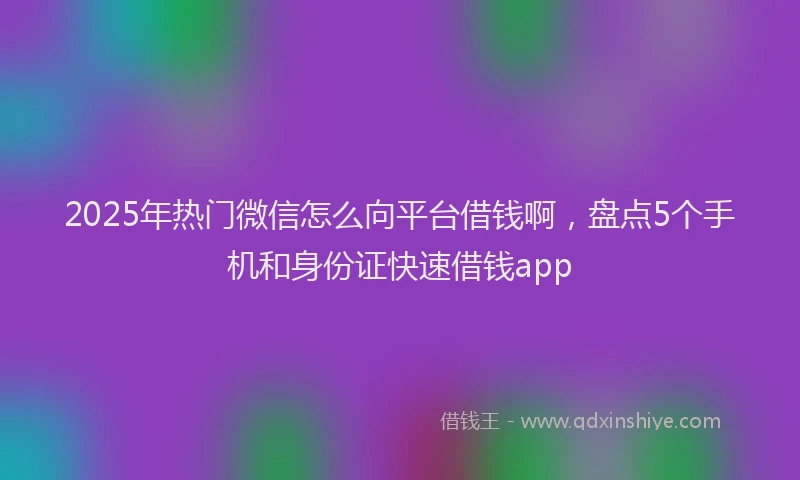 2025年热门微信怎么向平台借钱啊，盘点5个手机和身份证快速借钱app