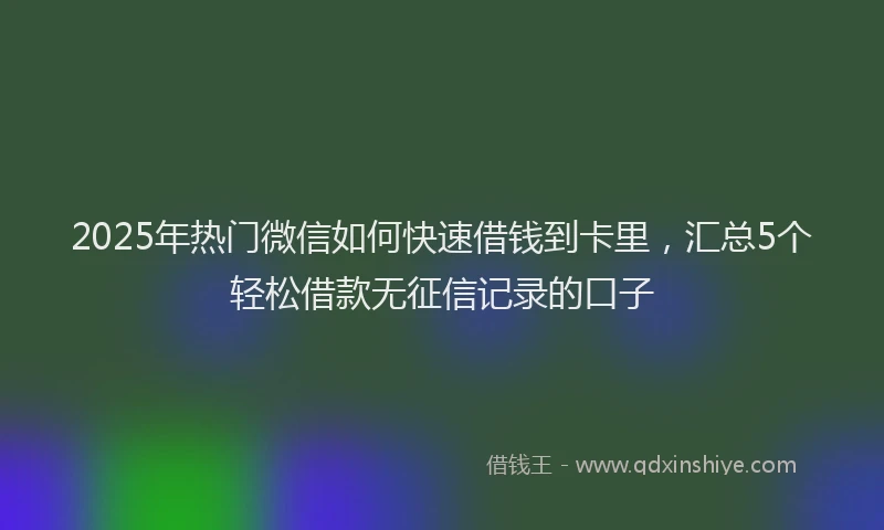 2025年热门微信如何快速借钱到卡里，汇总5个轻松借款无征信记录的口子