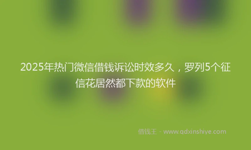 2025年热门微信借钱诉讼时效多久，罗列5个征信花居然都下款的软件