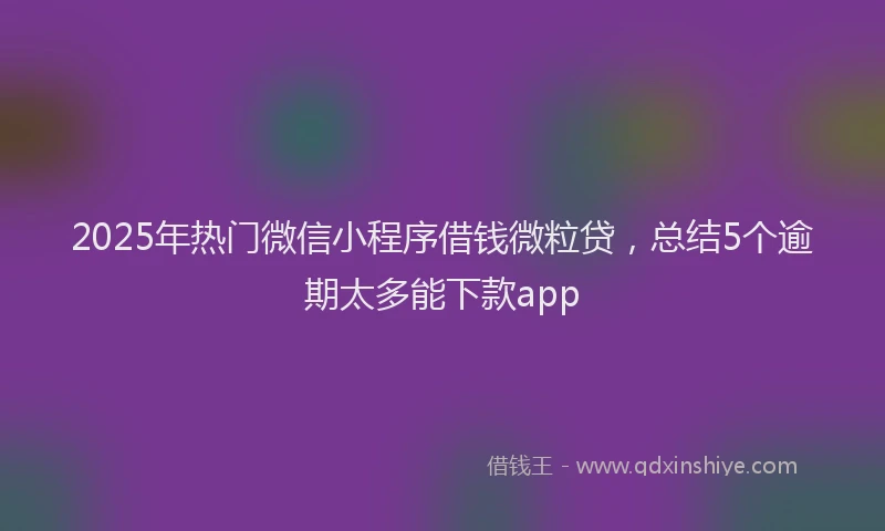 2025年热门微信小程序借钱微粒贷，总结5个逾期太多能下款app
