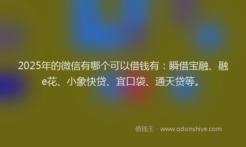 2025年的微信有哪个可以借钱有：瞬借宝融、融e花、小象快贷、宜口袋、通天贷等。