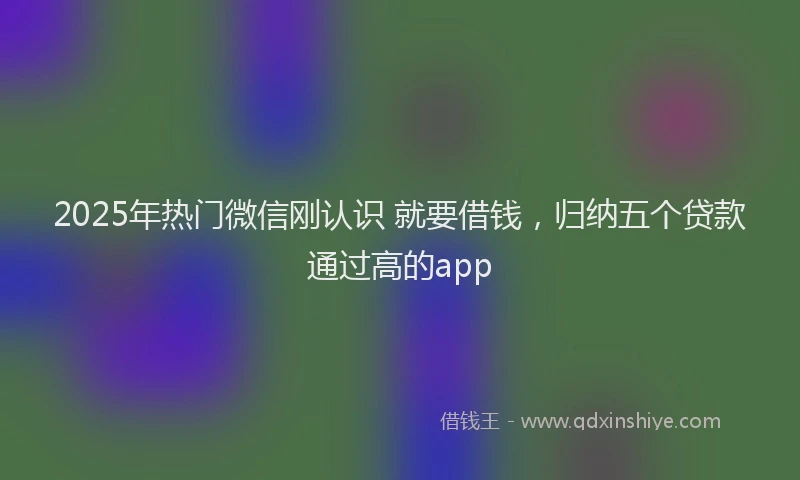 2025年热门微信刚认识 就要借钱，归纳五个贷款通过高的app