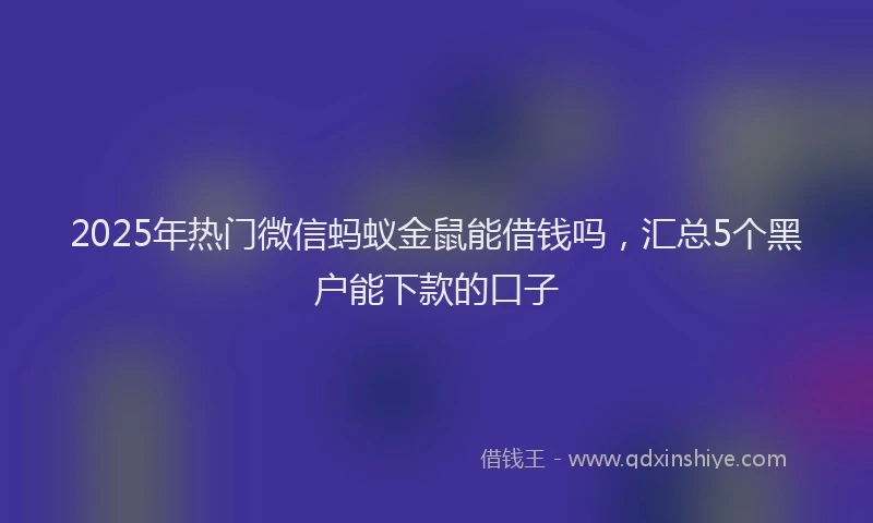 2025年热门微信蚂蚁金鼠能借钱吗，汇总5个黑户能下款的口子