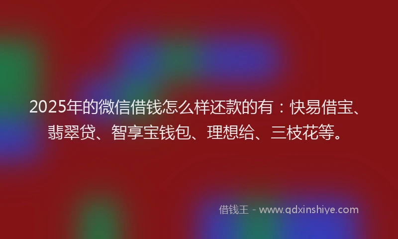 2025年的微信借钱怎么样还款的有：快易借宝、翡翠贷、智享宝钱包、理想给、三枝花等。