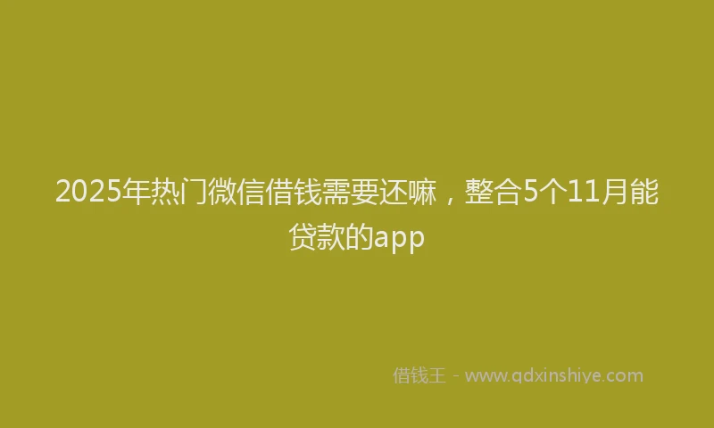 2025年热门微信借钱需要还嘛，整合5个11月能贷款的app