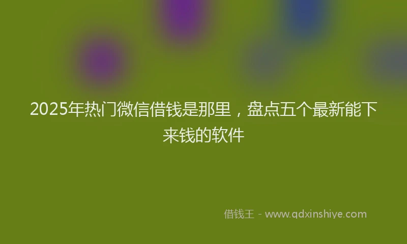 2025年热门微信借钱是那里，盘点五个最新能下来钱的软件
