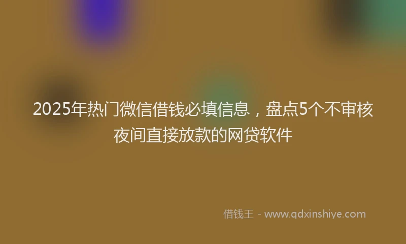 2025年热门微信借钱必填信息，盘点5个不审核夜间直接放款的网贷软件