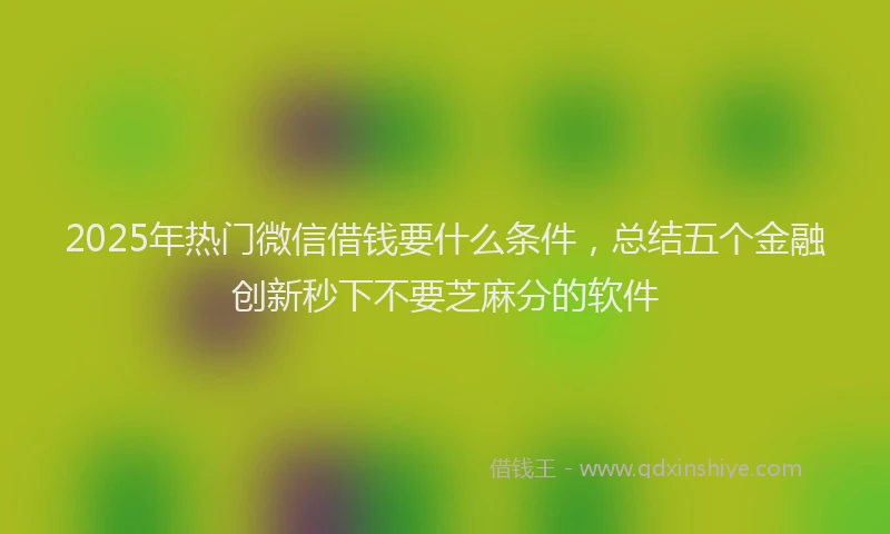 2025年热门微信借钱要什么条件，总结五个金融创新秒下不要芝麻分的软件