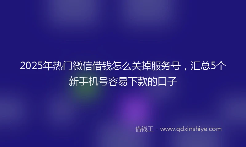 2025年热门微信借钱怎么关掉服务号，汇总5个新手机号容易下款的口子