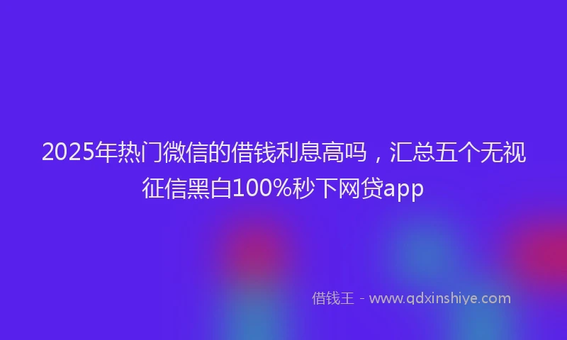 2025年热门微信的借钱利息高吗，汇总五个无视征信黑白100%秒下网贷app