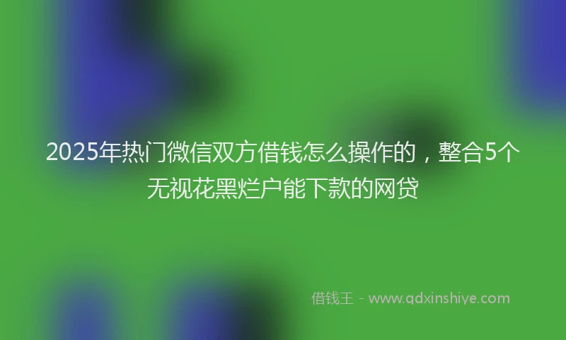2025年热门微信双方借钱怎么操作的，整合5个无视花黑烂户能下款的网贷