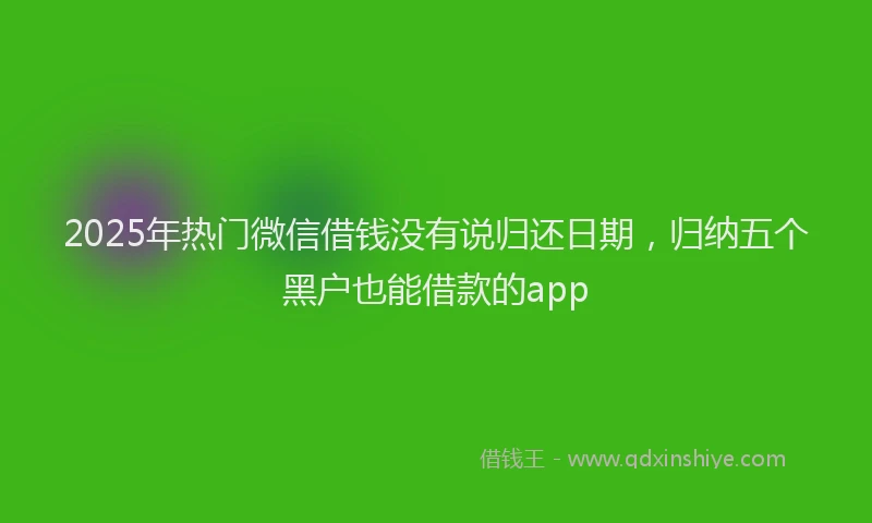 2025年热门微信借钱没有说归还日期，归纳五个黑户也能借款的app