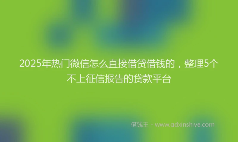 2025年热门微信怎么直接借贷借钱的，整理5个不上征信报告的贷款平台