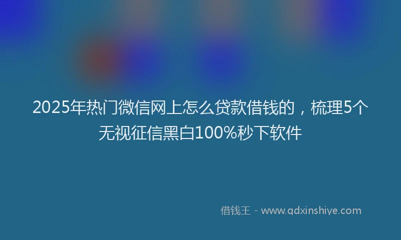 2025年热门微信网上怎么贷款借钱的，梳理5个无视征信黑白100%秒下软件