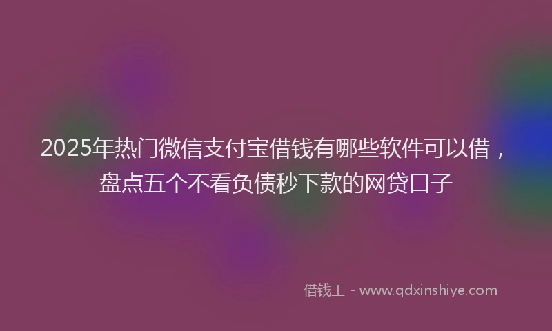 2025年热门微信支付宝借钱有哪些软件可以借，盘点五个不看负债秒下款的网贷口子