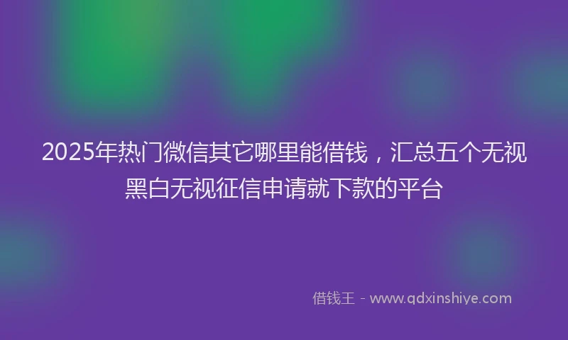 2025年热门微信其它哪里能借钱，汇总五个无视黑白无视征信申请就下款的平台