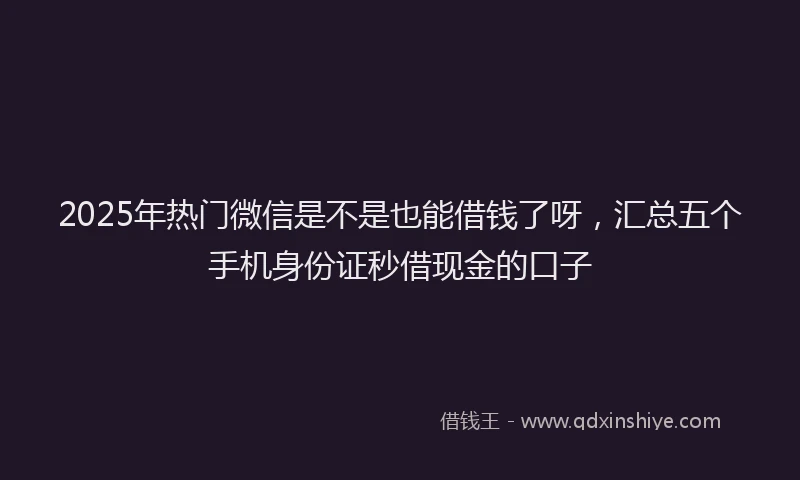 2025年热门微信是不是也能借钱了呀，汇总五个手机身份证秒借现金的口子