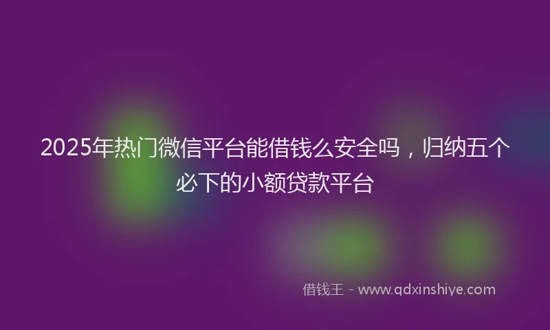 2025年热门微信平台能借钱么安全吗，归纳五个必下的小额贷款平台