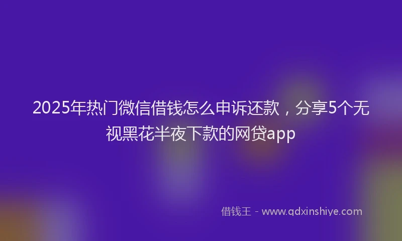 2025年热门微信借钱怎么申诉还款，分享5个无视黑花半夜下款的网贷app