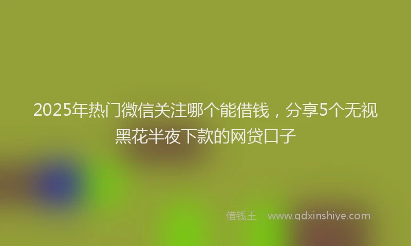 2025年热门微信关注哪个能借钱，分享5个无视黑花半夜下款的网贷口子