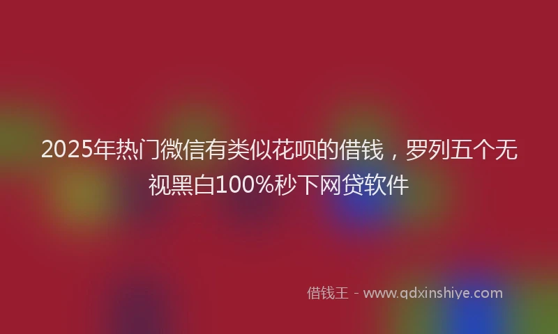 2025年热门微信有类似花呗的借钱，罗列五个无视黑白100%秒下网贷软件