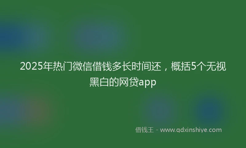 2025年热门微信借钱多长时间还，概括5个无视黑白的网贷app