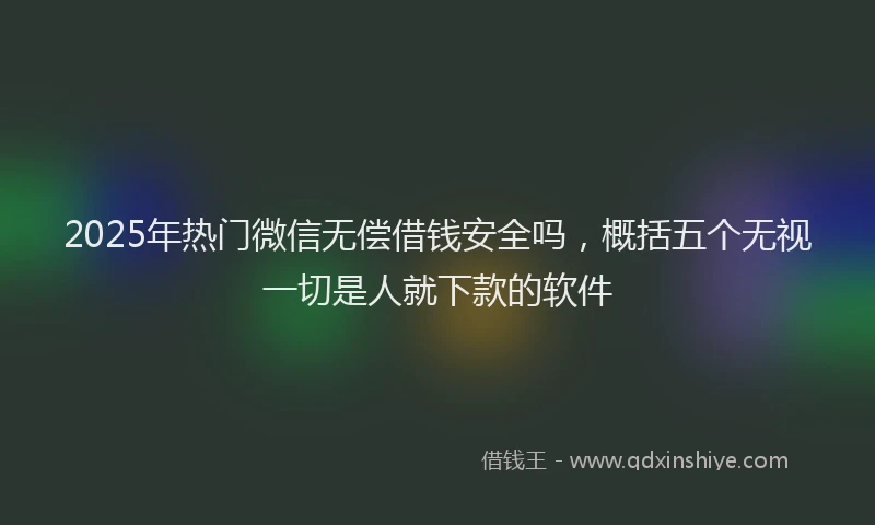 2025年热门微信无偿借钱安全吗，概括五个无视一切是人就下款的软件