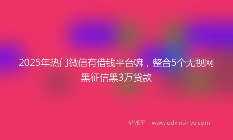 2025年热门微信有借钱平台嘛，整合5个无视网黑征信黑3万贷款