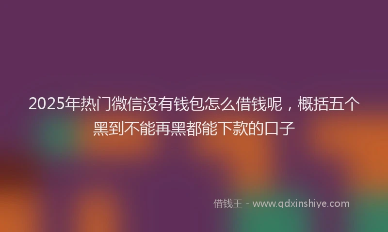 2025年热门微信没有钱包怎么借钱呢，概括五个黑到不能再黑都能下款的口子