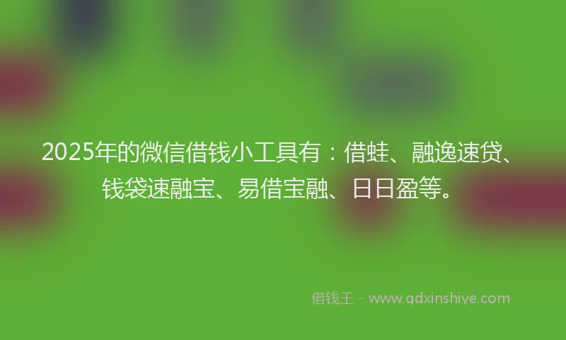 2025年的微信借钱小工具有：借蛙、融逸速贷、钱袋速融宝、易借宝融、日日盈等。
