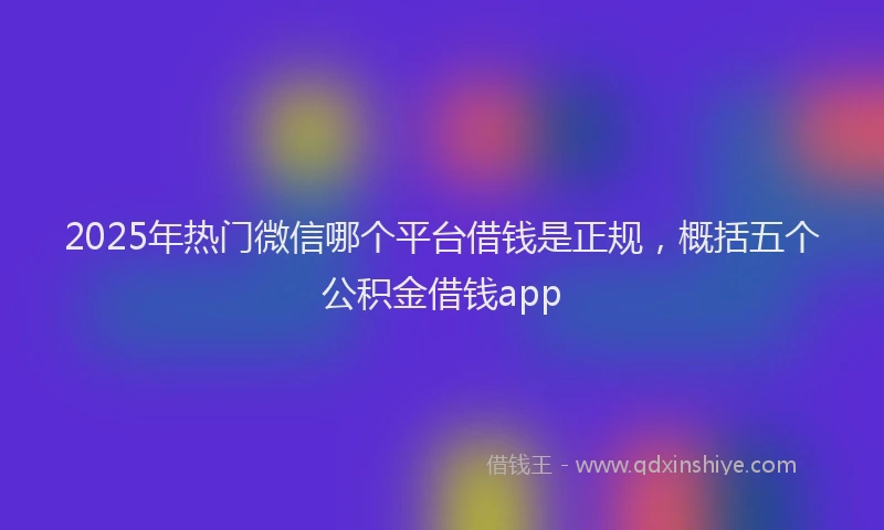 2025年热门微信哪个平台借钱是正规，概括五个公积金借钱app