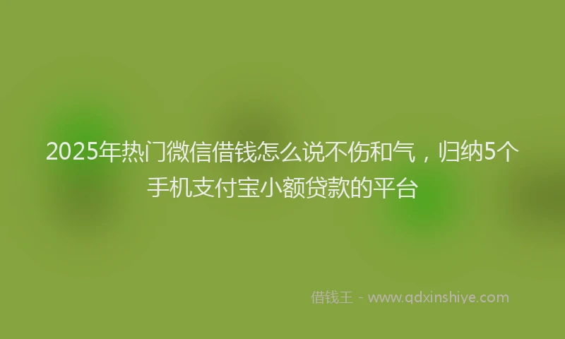 2025年热门微信借钱怎么说不伤和气，归纳5个手机支付宝小额贷款的平台