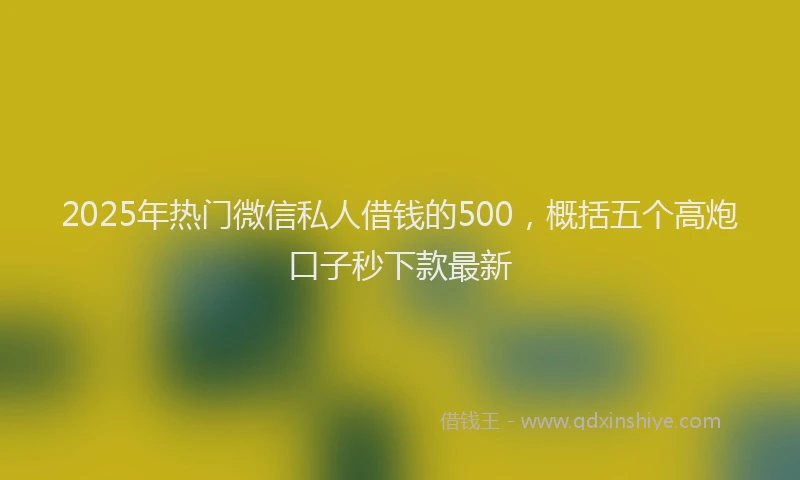2025年热门微信私人借钱的500，概括五个高炮口子秒下款最新