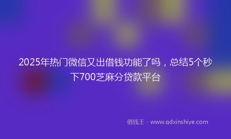 2025年热门微信又出借钱功能了吗，总结5个秒下700芝麻分贷款平台