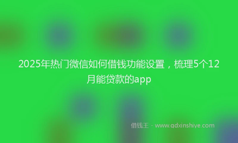 2025年热门微信如何借钱功能设置，梳理5个12月能贷款的app