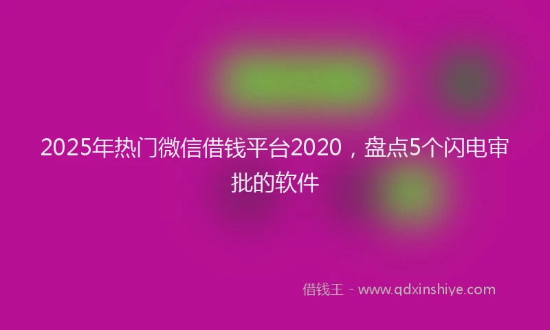 2025年热门微信借钱平台2020，盘点5个闪电审批的软件