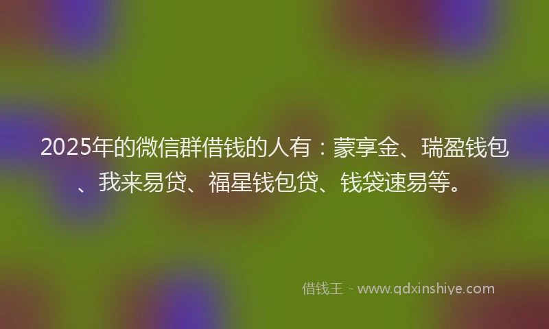 2025年的微信群借钱的人有：蒙享金、瑞盈钱包、我来易贷、福星钱包贷、钱袋速易等。
